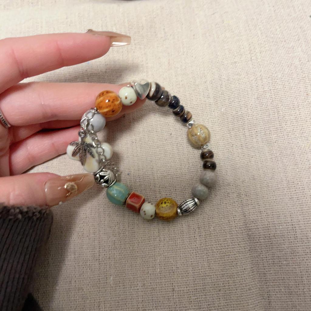 Керамический браслет ручной работы из бисера, браслет в экзотическом этническом стиле, браслет в древнем тибетском стиле, эластичный браслет