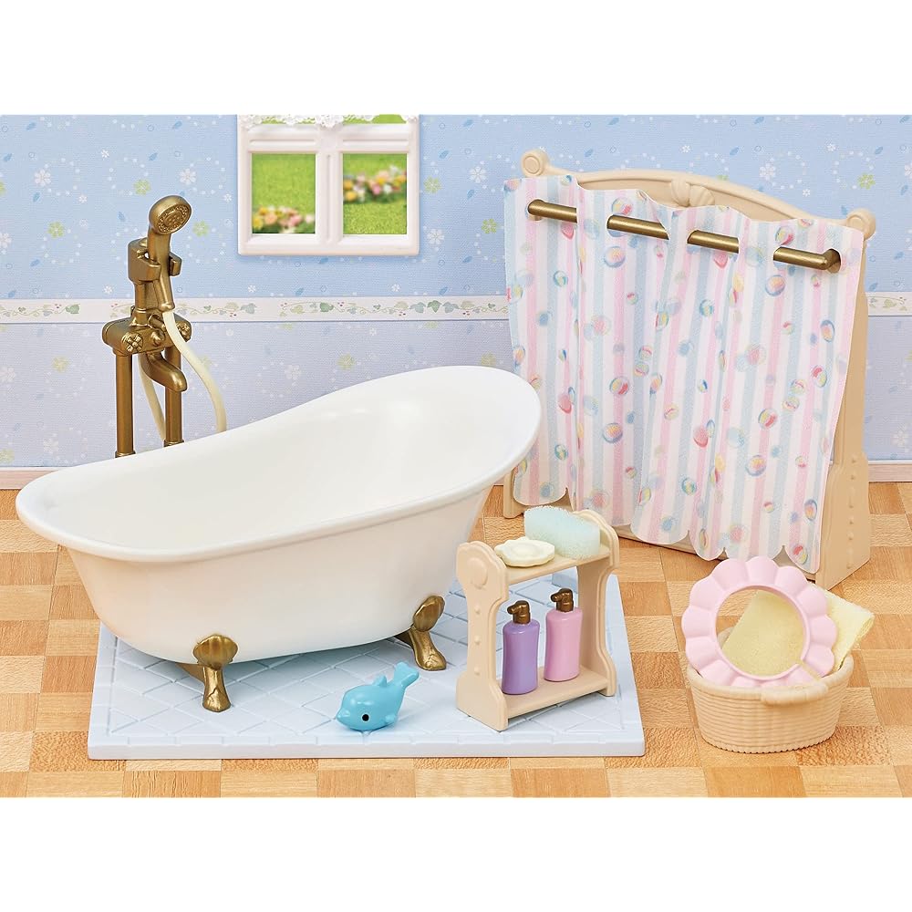 Sylvanian Families EPOCH Bath and Shower Set Toy for Dollhouse Ages 3 and Up ST Mark Certified