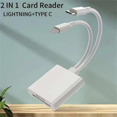 2 в 1 OTG Card Reader Type C Lightning to SD TF Memory Card Adapter для ПК, ноутбука, iPhone, Multi Smart Card Reader, не требуется приложение