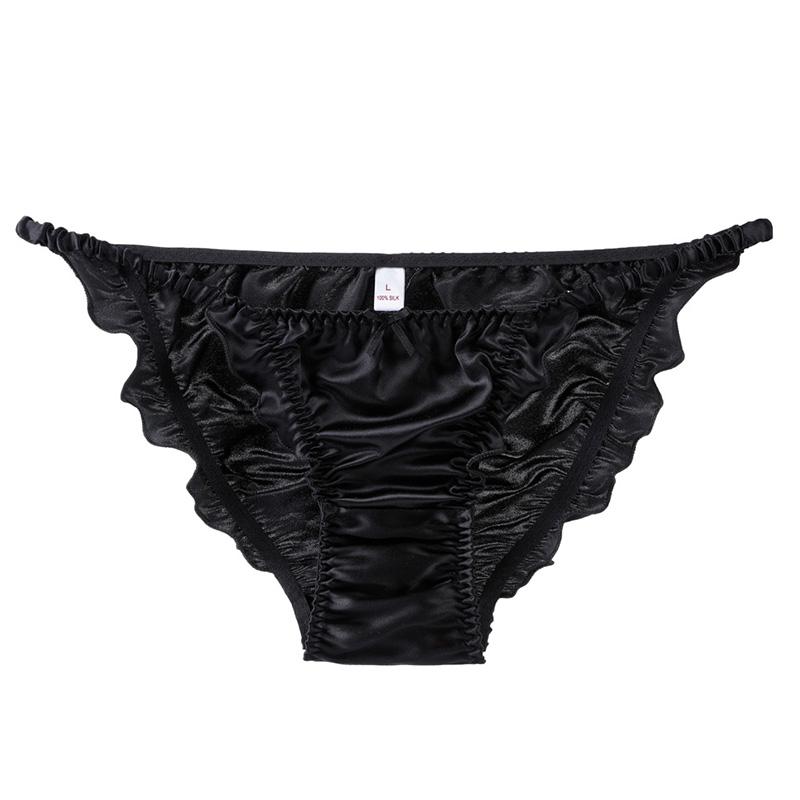Women Breathable Low-waist Plus Size 100% Silk Extra Thin Edge Briefs Panties Stretch Comfortable