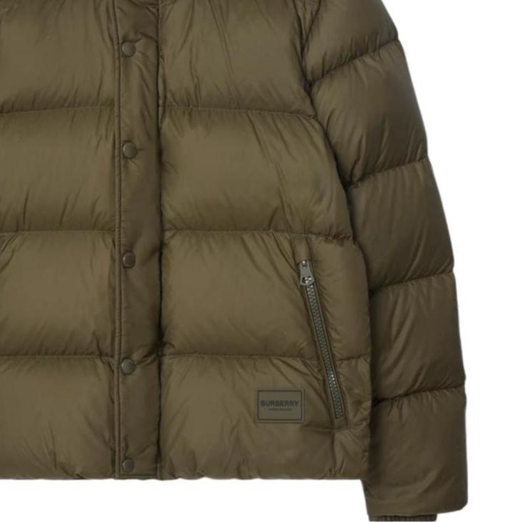 Burberry Мужские пуховики Армейский зеленый с капюшоном (Несъемный) Средний прямой крой 81052271