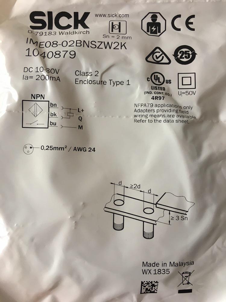 Новый индуктивный датчик приближения SICK IME08 IME08-02BNSZW2K/2S