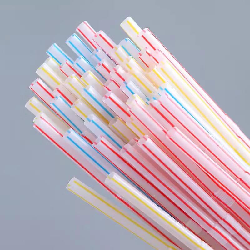 Disposable Striped Bent Plastic Straws