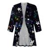 Women'S Casual Daily Cropped Sleeve Printed Shirt Top Soft Drape Ruffle Cardigan