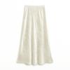 28 MM Jacquard] Spring elastic high waisted A-line slimming luxurious feeling comfortable silk skirt for women