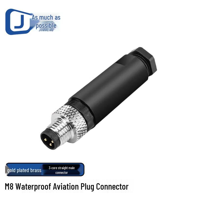M8 3-Core Straight Male Aviation Cable Connector