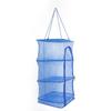 Foldable 4 Layers Hanging Dry Rack Net Zipper Opening Mesh Netting Blue