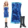 Модное платье для куклы Блестящее платье для куклы 30 см 11,5'' Мини-платье с пайетками с туфлями на высоком каблуке Сапоги Детские игрушечные аксессуары Подарок