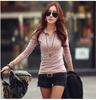 Spring and Autumn Women's Blouse Fashion Slim Lapel Long Sleeve Top Bottom Shirt