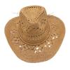 Rolled Beach Hat Western Cowboy Hat Hollow Sun Hat Straw Hat Ins Wind Jazz Hat Men and Women