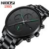 NIBOSI мужские часы, черные модные простые стильные точные часы в пути, многофункциональные водонепроницаемые светящиеся кварцевые часы
