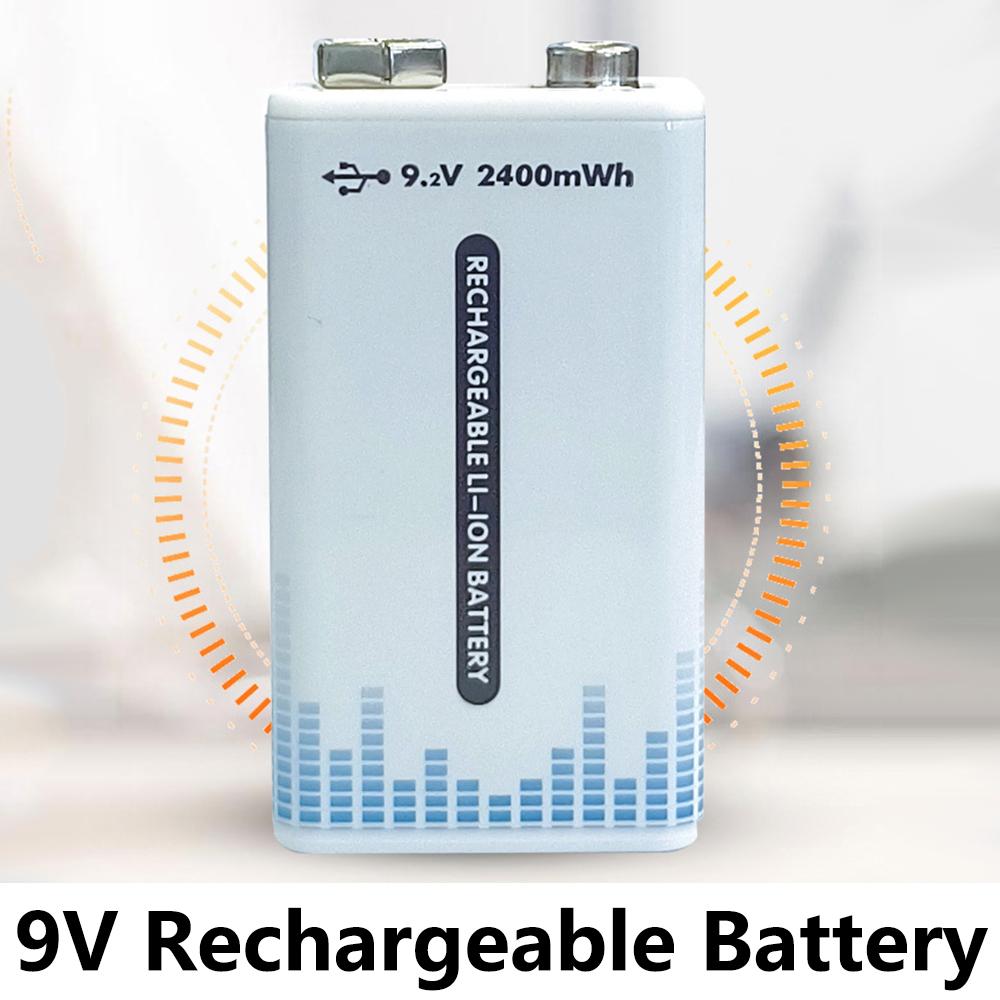 9V Rechargeable Lithium Battery, Constant Voltage Fast Charging 2400mwh, Large Capacity Type-C Multimeter Battery