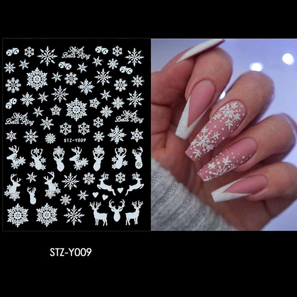Adhesive Decals Glow In The Dark DIY Manicure White Snowflakes Nail Sticker 3D Luminous Christmas