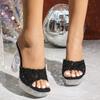12CM Fashion Wedding Sexy Car Model Transparent Nightclub Thick Heel Crystal Square Head Non-slip Slipper LFD-1988-Q3