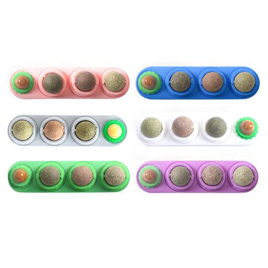 4 шт. шарики для лизания кошачьей мяты, вращающиеся настенные съедобные шарики для кошек, игрушка с натуральной кошачьей мятой, безопасная и здоровая игрушка для чистки зубов у котят