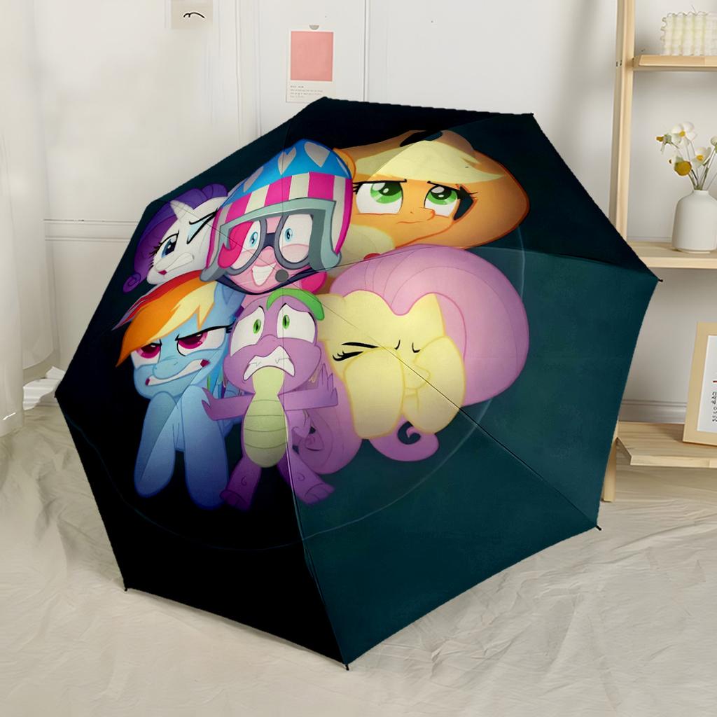 My Little Pony Friendship Portable Automatic Umbrella Folding Umbrella with 8 Ribs Sturdy Construction All-Season Use Fashion Lovers Gift