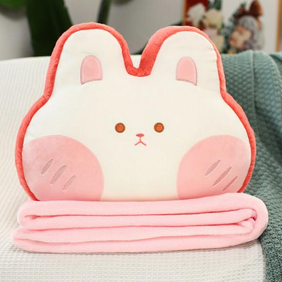 Мультяшная подушка и одеяло с животными: Милый дизайн кролика, панды, свиньи, лягушки для сна дома, в офисе или в машине