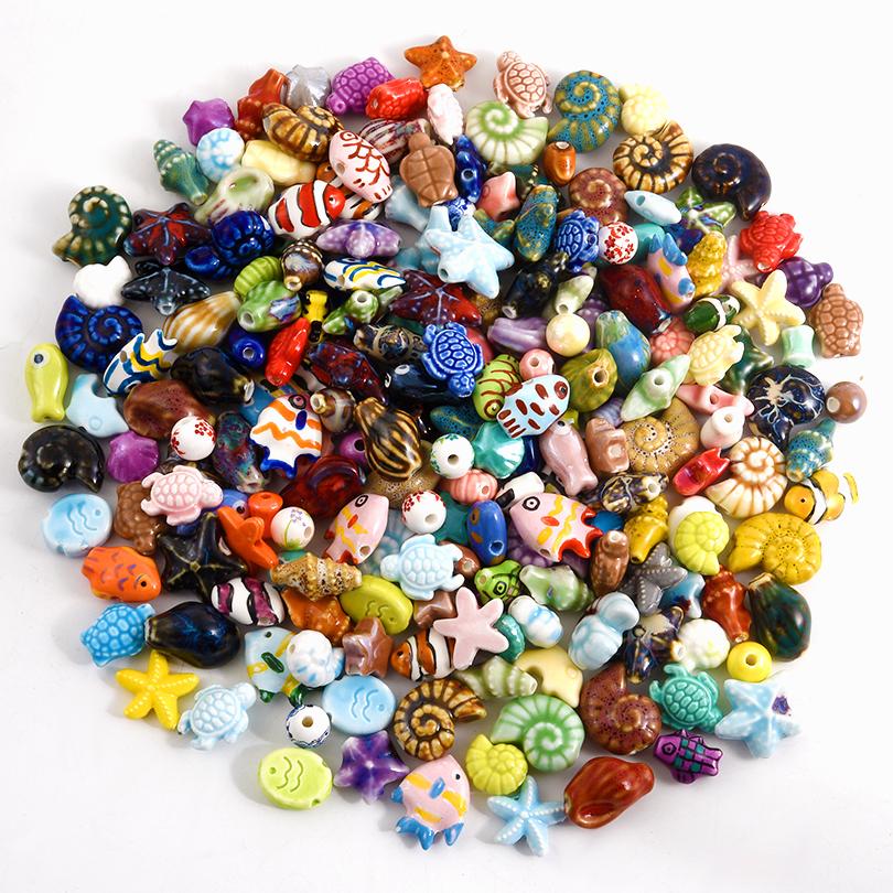 10/20/50pcs Colorful Ceramic Charm Loose Beads 3D Pumpkin Hearts Star Halo Dyeing Beading For DIY Necklace Bracelet Accessories