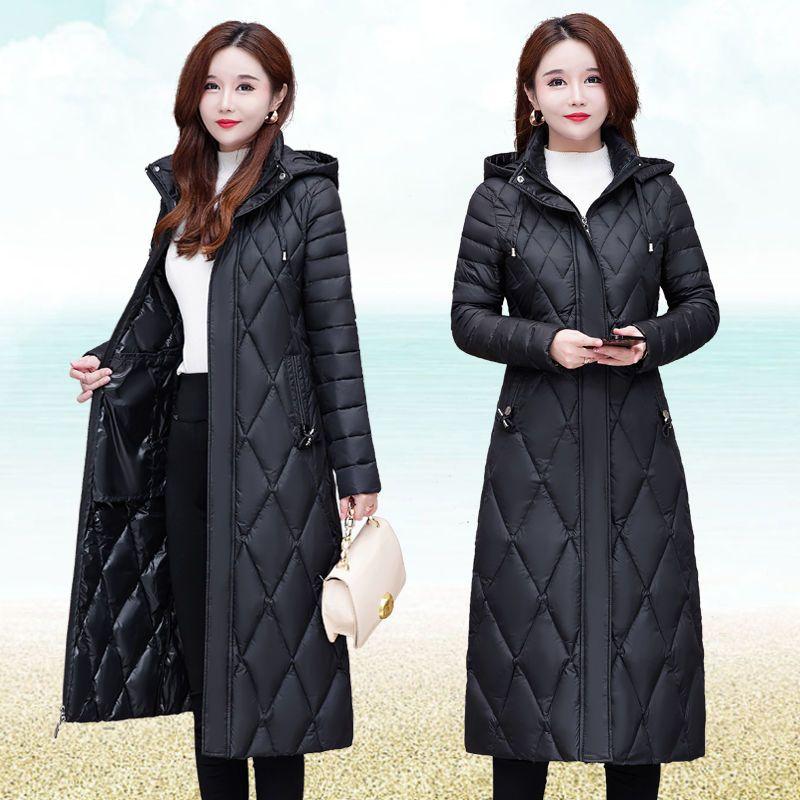 Light Down Quilted Coat Women New Quilted Coat Women Medium Length Over The Knee Mother Quilted Jacket Middle-aged Coat Woman