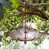 Hanging Birds Feeder for Outdoors Umbrella Shaped Birds Feeder Tray with Dragonfly/Butterfly/Honeybee Metal Wild Birds Bath for Garden Backyard Decor