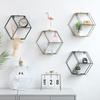 Металлическая шестиугольная настенная полка для хранения, украшение для гостиной, спальни