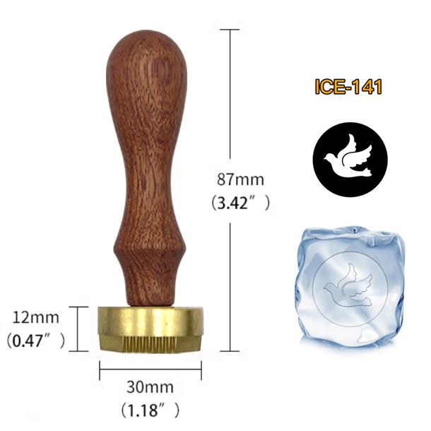 Ice Stamp With Removable Brass Head & Wood Handle - Vintage 1.18" Branding for Cubes, Cocktails, Whiskey, Mojito Drinks - Bar Making DIY Crafting