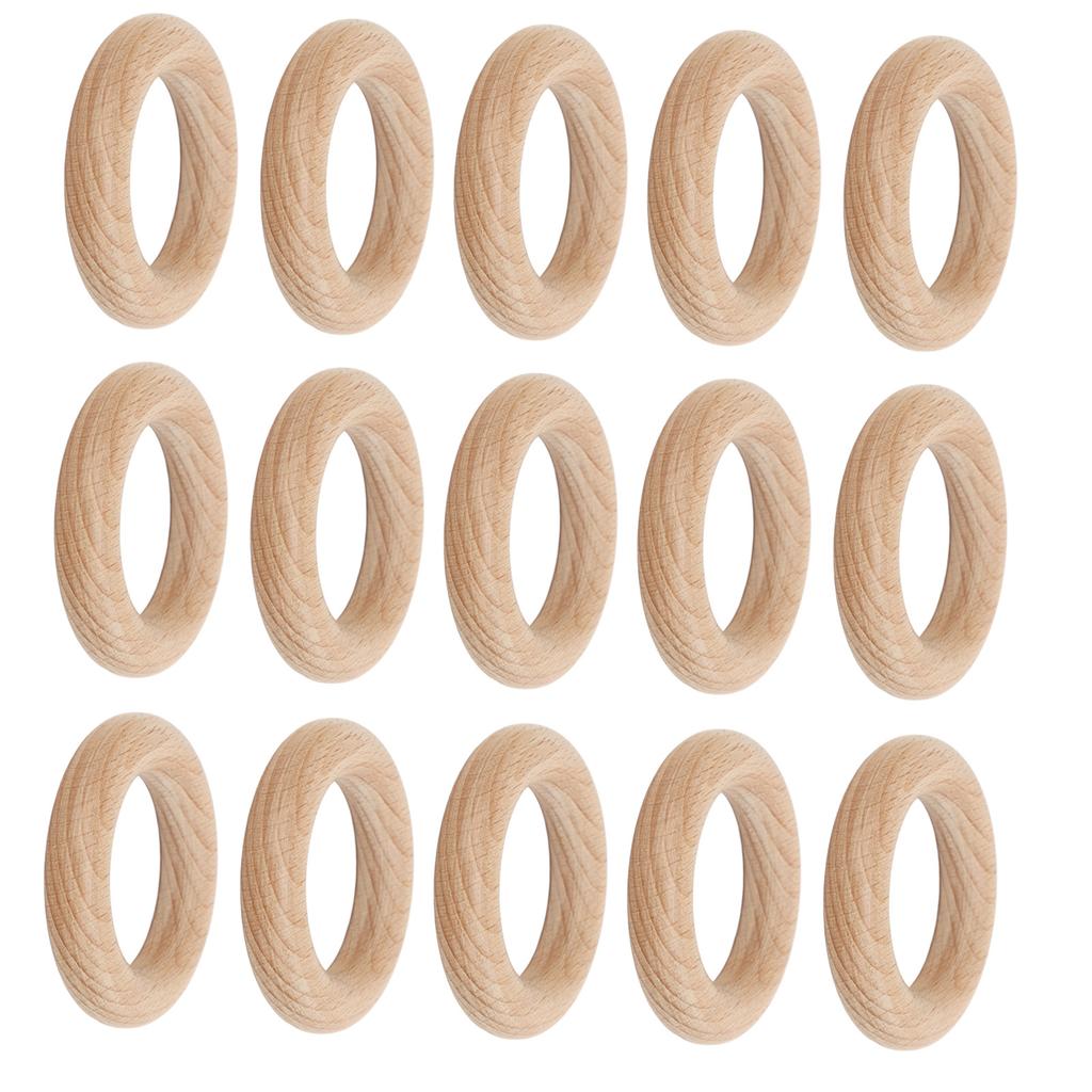 30Pcs Wooden Ring Beech Wood Craft Wood Ring Accessory Set Kit for DIY Home Decoration 7cm 2.76in
