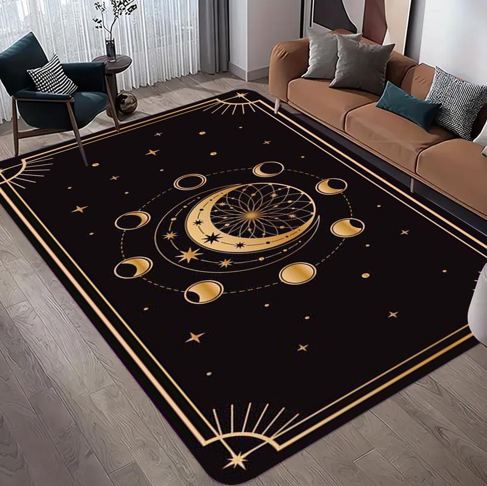 Dark Fantasy Star and Moon Tarot cards Carpet Gothic Decor Floor Mat for Bedroom Living Room Gothic Style Home Rug