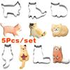 Набор из 5 милых формочек для печенья в форме кошек, формочки для печенья из нержавеющей стали в форме кошек, формы для печенья в форме кошек для DIY выпечки торта