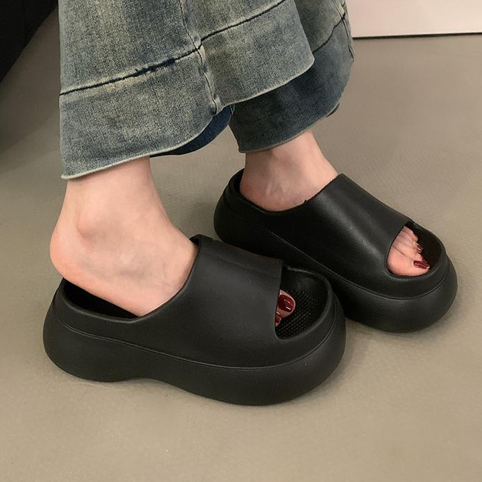 Уникальные женские тапочки на толстой платформе, новые удобные минималистичные пляжные тапочки из ЭВА, нескользящие женские сандалии для улицы и дома