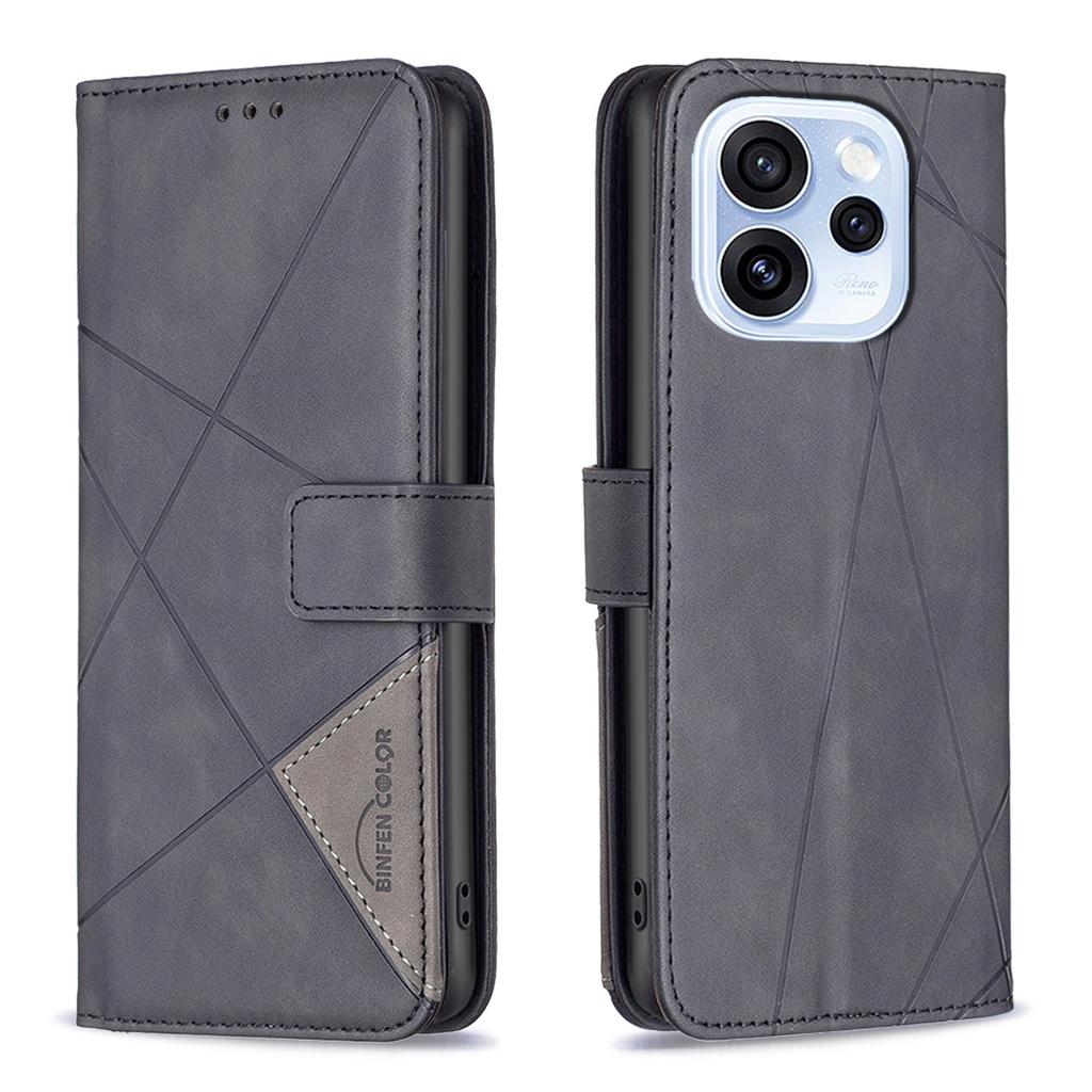 For Oppo Reno15 F 5G Phone Case BINFEN COLOR Wallet Stand Geometry Imprinted Leather Cover
