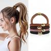 5pcs/set Hair Tie Woven Braided Twisted Elastic Hair Band Golden Color Button Ponytail Holder Rubber Band Women Hair Accessories