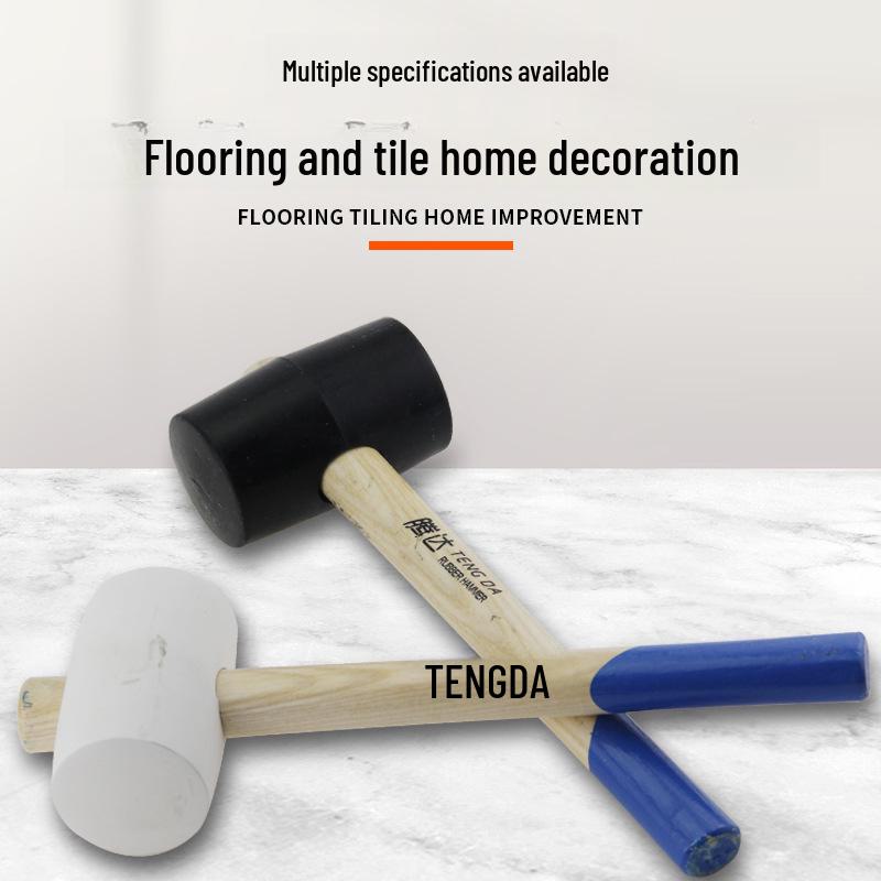 Резиновый молоток Tengda с ручкой из цельного дерева для укладки и декорирования плитки