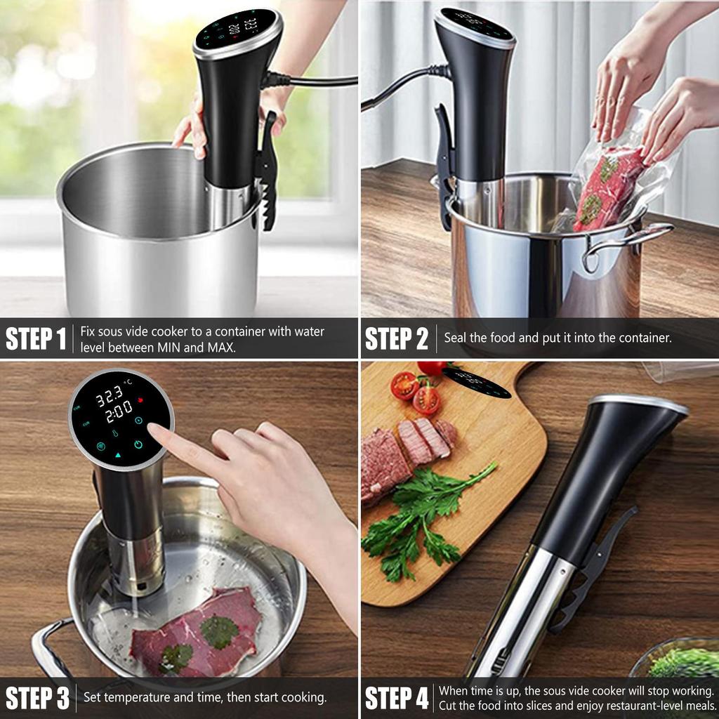 Smart Sous Vide Cooker, Wifi Cook 1100W Precision Cooking Pot,Temp Setting 25-95 °C + Timer, IPX7 Waterproof, Ideal for Preparing Dinners