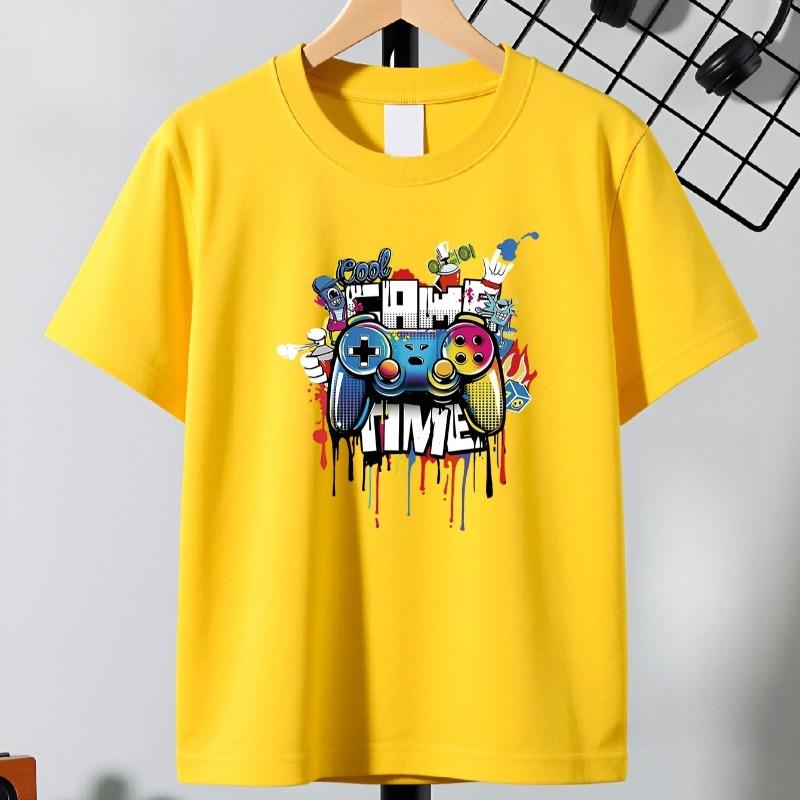 Kida Game Controller Print Crewneck Casual Short Sleeve Tee