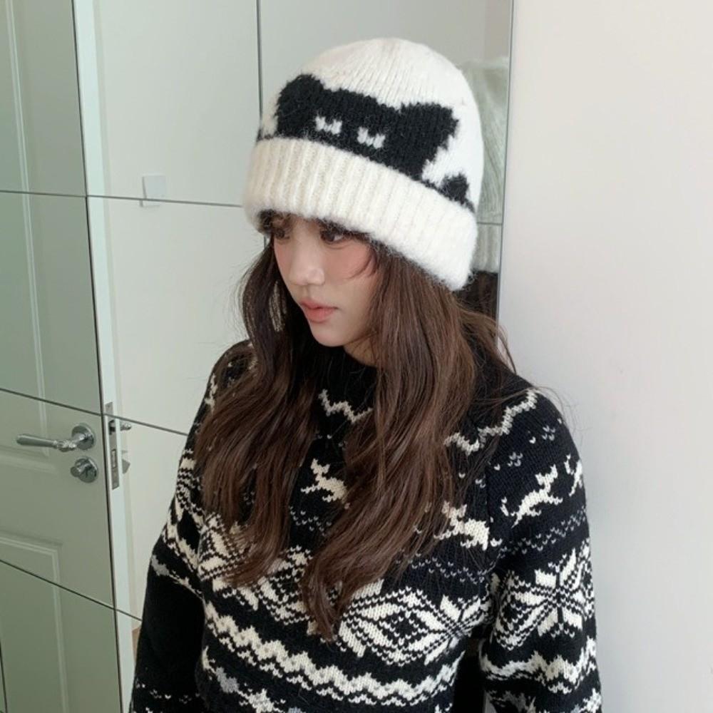 Thick Warm Design Winter Beanie Hat Polyester Stretchy Beanie Hat Daily Life Use