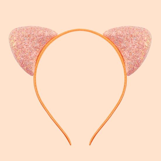 Повязка на голову для девочек с блестками, нескользящая тонкая гибкая прочная прическа, украшение ярких цветов, повязка для волос принцессы с кошачьими ушками, аксессуары для волос