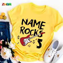 Custom Name Age Kids Rock Guitar Birthday T-Shirt Personalized Boys Girls Shirt Child Gift Boy Girl Outfit Girls Children 5th