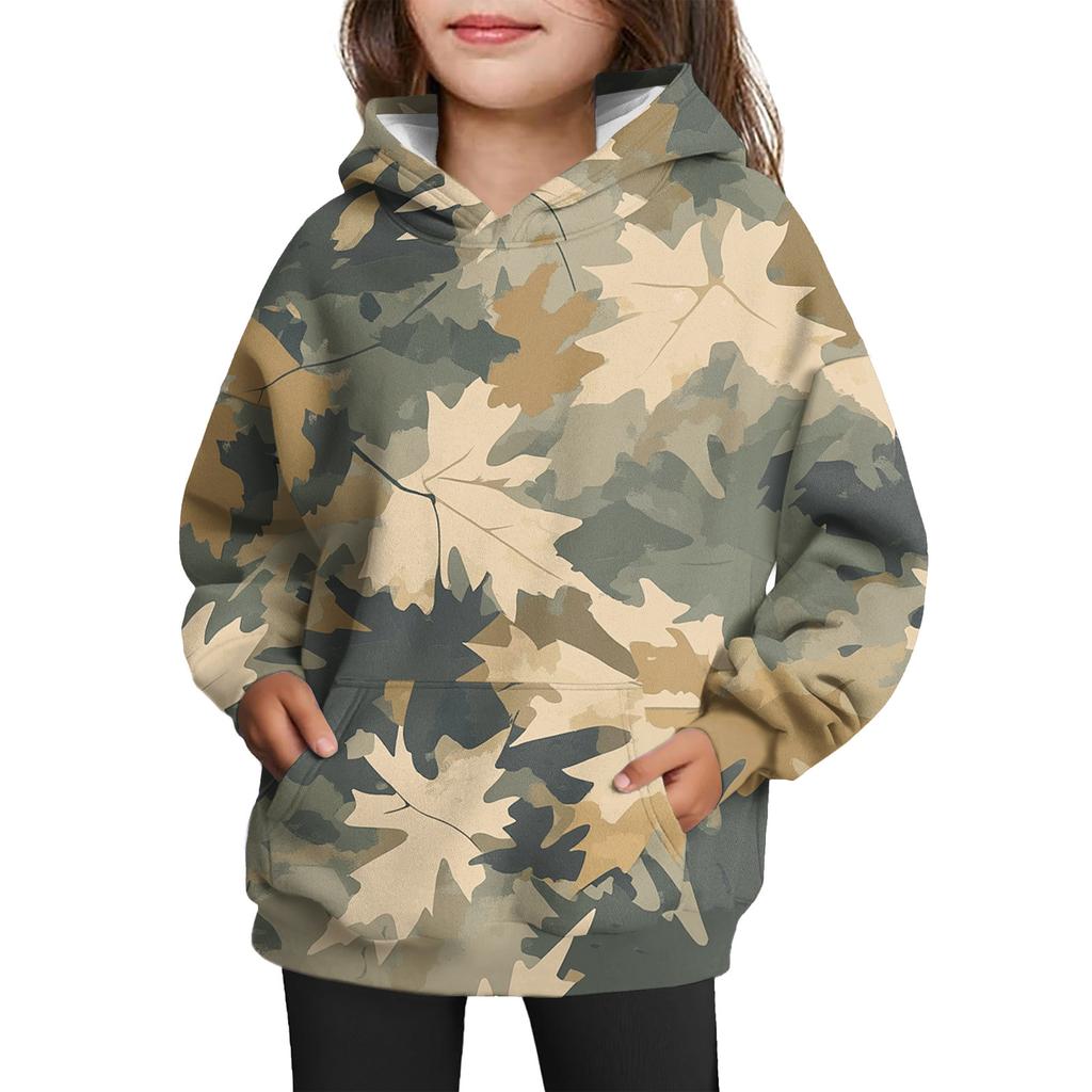Girls' Hooded Tie- Sweatshirt - Pullover Print Top