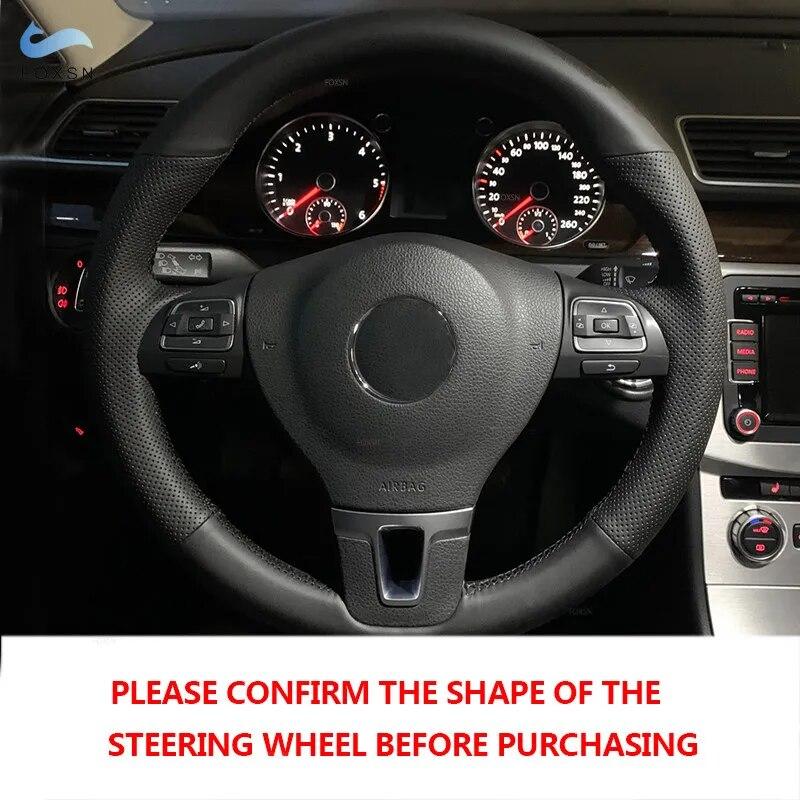 Мягкий перфорированный кожаный чехол для VW Golf 2009 Passat B5 Polo для Seat Leon 1999-2015, ручное шитье, накладка на руль автомобиля