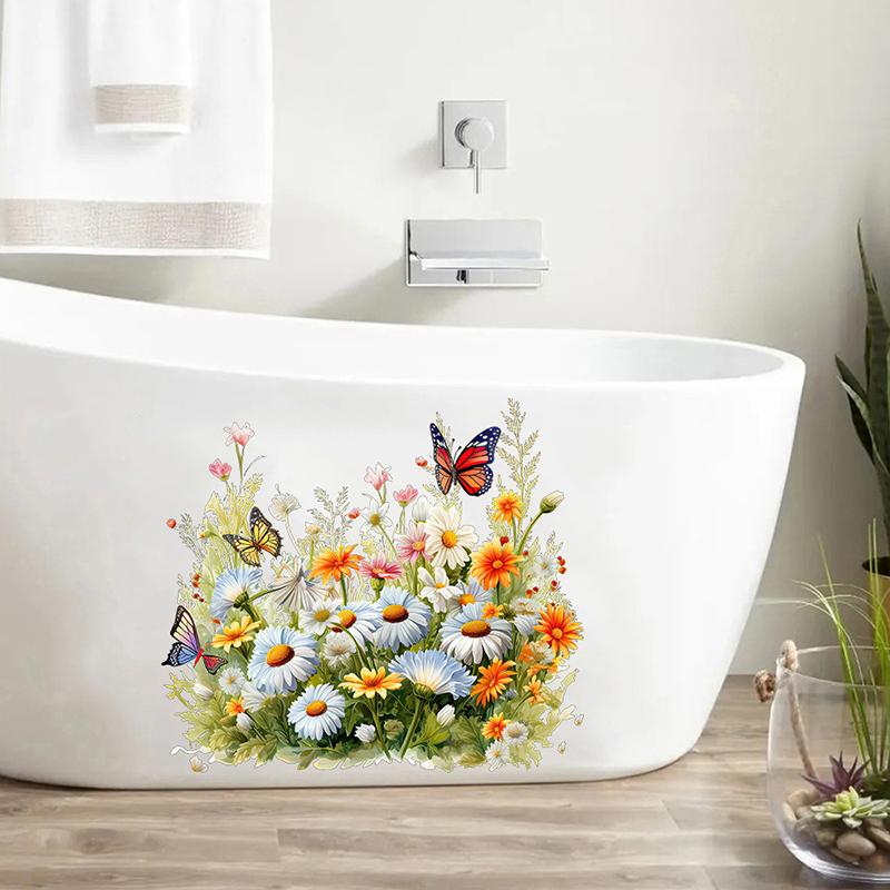 Наклейки на сиденье унитаза с бабочками и цветами, самоклеящиеся наклейки на крышку унитаза, съемные наклейки «сделай сам», для ванной комнаты, украшения для домашнего декора