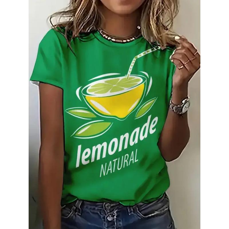 Summer Fruit Themed Printed Simple and Versatile Short Sleeves Women's T-shirts