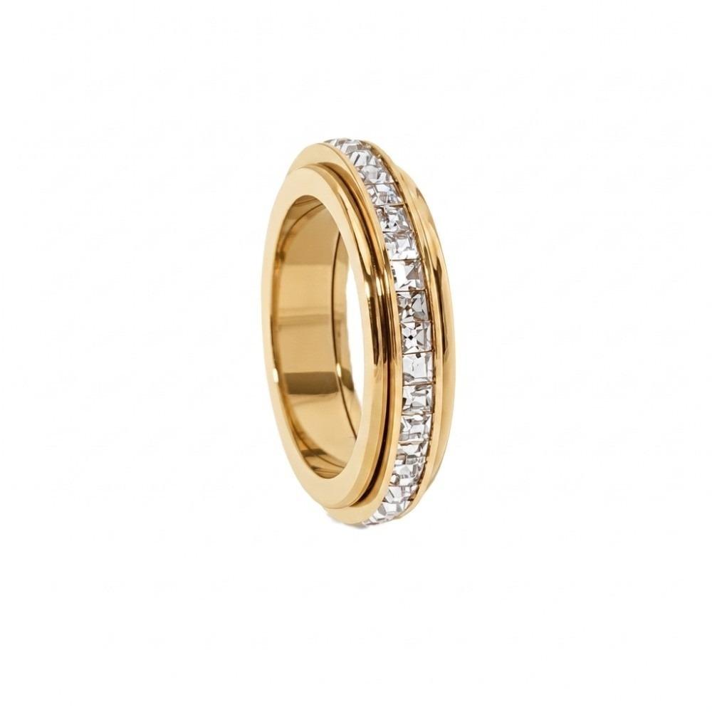 Elegant Full Drill Ring Minimalist Finger Jewelry Fashion Rotating Ring Party