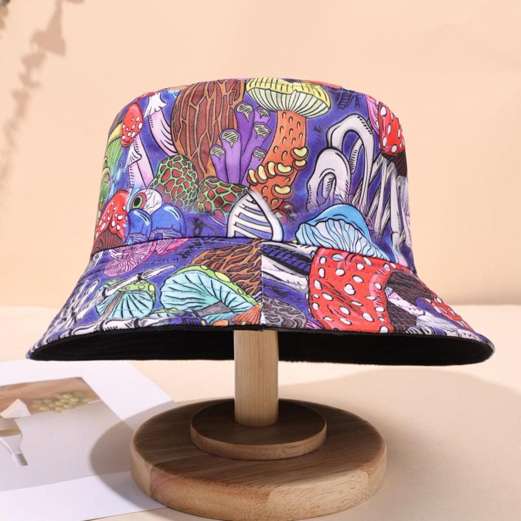 Plant Flower Print Outdoor Bucket Hat Casual Sun Hat Sun Protection Pot Hat
