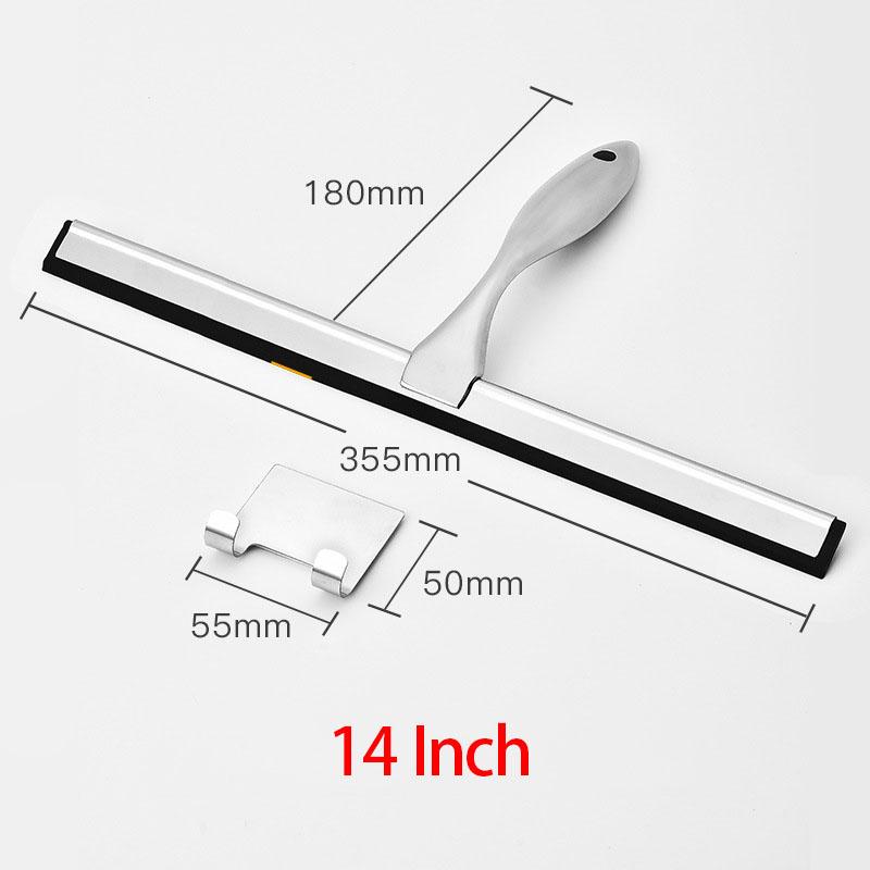 14 inch Shower Squeegee Shower Glass Door Cleaner Tool Bathroom Wall Wiper with Self Adhesive Hooks Holder for Mirror Car Window
