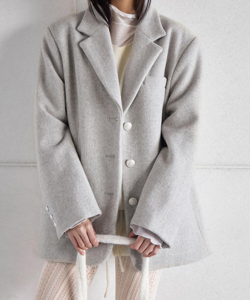 Londonda Oversized Fit Pendant Single Wool Jacket, Moon Gray