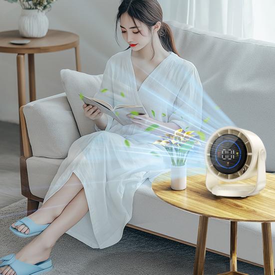 Air Cooling Fan Digital Display Strong Airflow 100 Speeds Adjustable Rechargeable Ultra Quiet Wall-Mounted Desk Fan