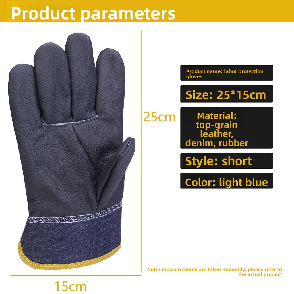 Protective Dark Split-Finger Genuine Leather Work Gloves, Mottled Top Grain for Mining,Seafaring,Furniture Handling & Labor Work
