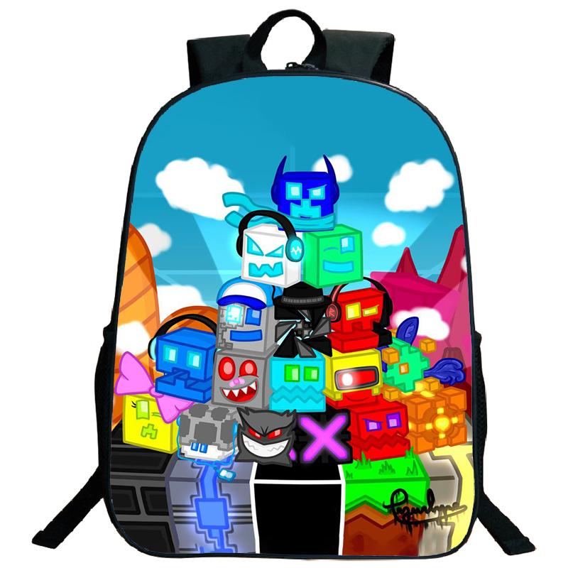 Angry Geometry Dash Backpacks for Middle and High School Students, Large Capacity Leisure Backpacks, Holiday Gifts