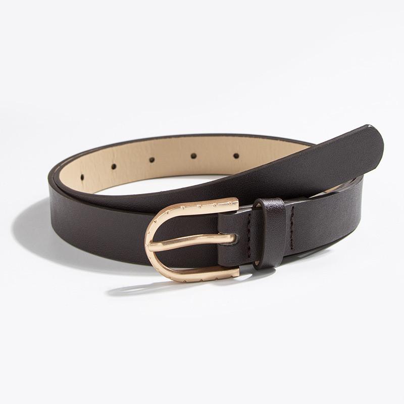 Minimalist Womens Faux Leather Belt With Oval Buckle For Office Use